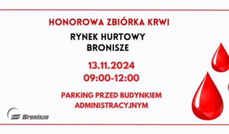 dwie krople krwi i tekst po lewej