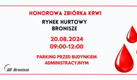 dwie krople krwi i tekst po lewej 