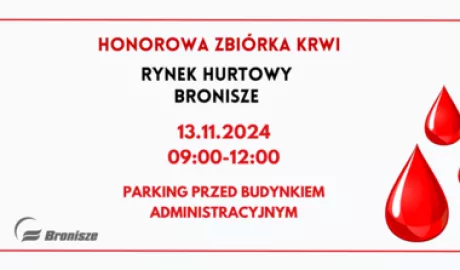 dwie krople krwi i tekst po lewej 