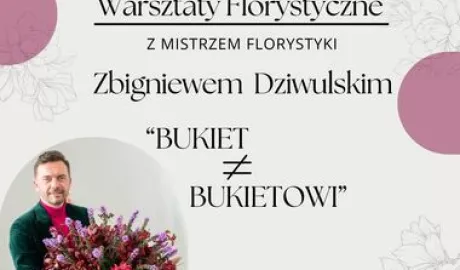 Mężczyzna z kwiatami i napis "Bukiet  ≠ Bukietowi" 